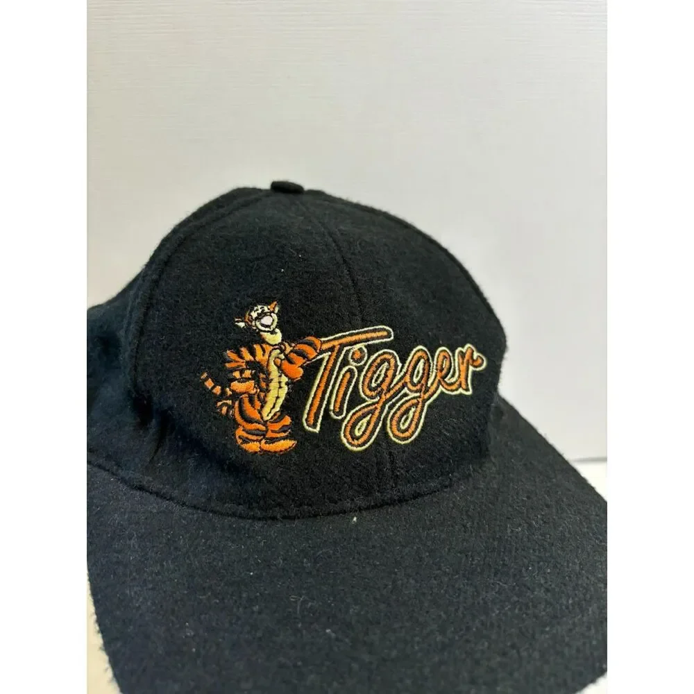 The Disney Store Tigger Baseball Hat Unisex One Size Black Vintage 90s felted